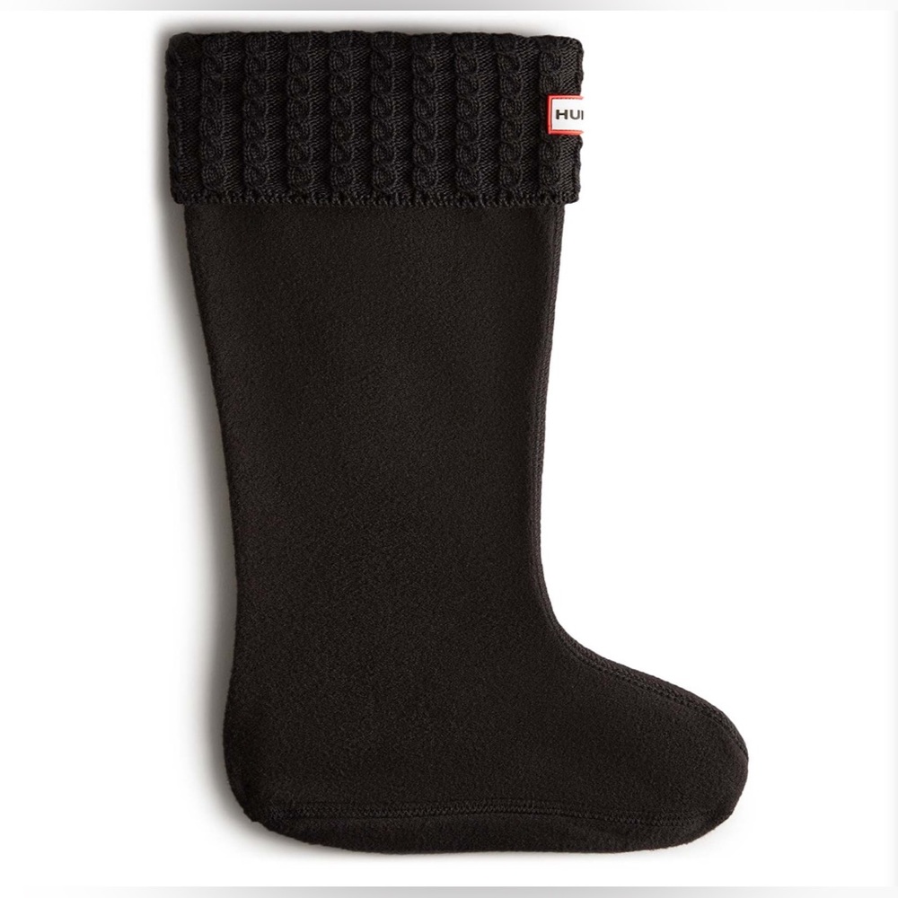Hunter Unisex Recycled Mini Cable Tall Boot Socks in Black